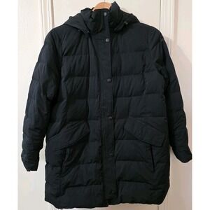 Lands' End Women's Black Full Zip Hooded Down Feather Puffer Jacket Pockets 1X